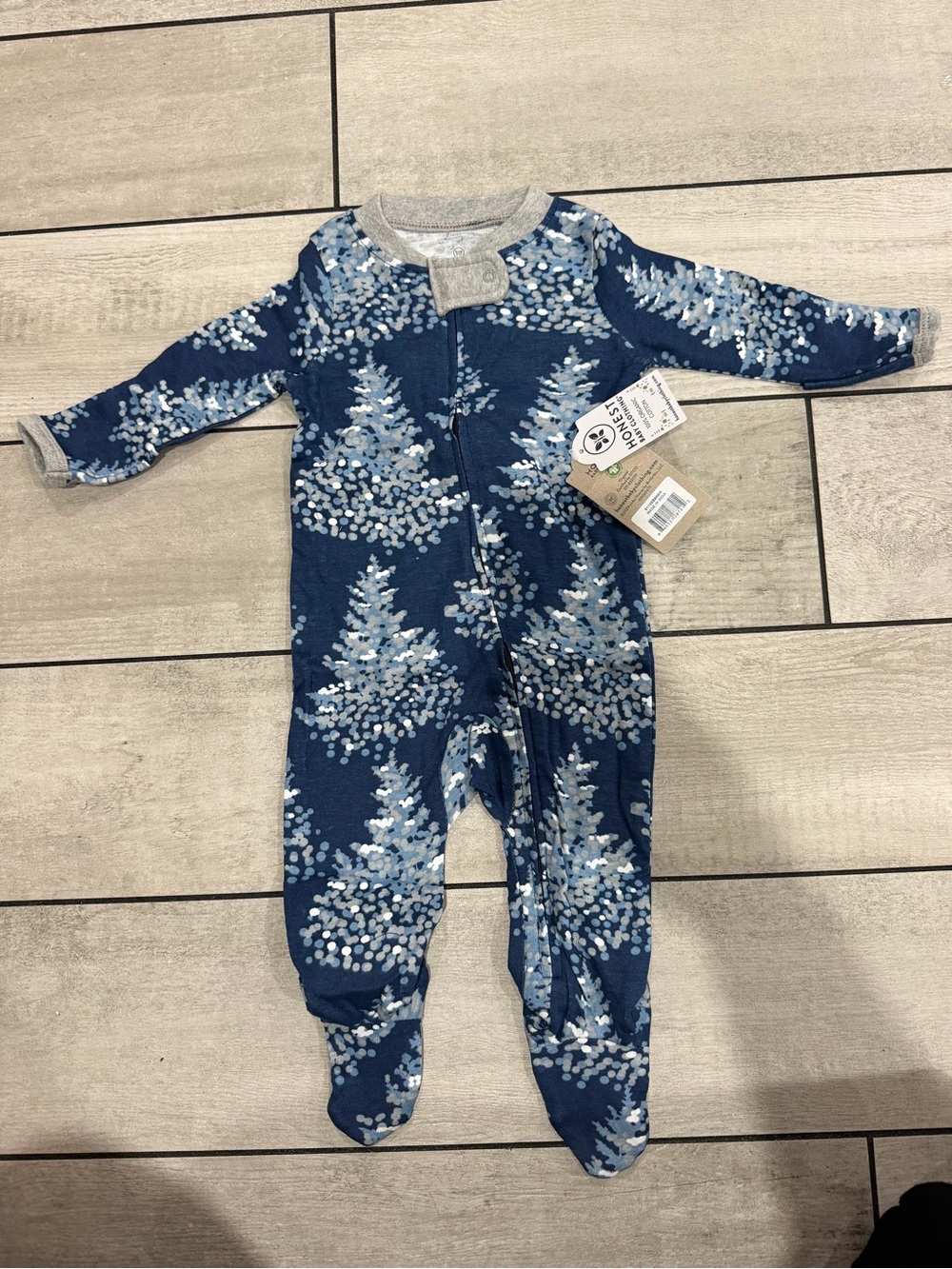 NEST Fragrances Navy Blue Tree-Print Footed One-Piece